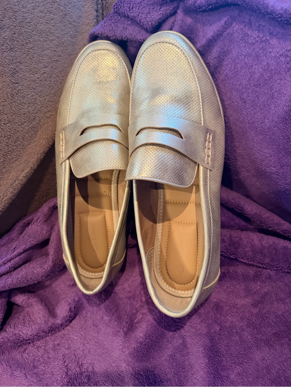 me too Metallic Gold Penny Loafers